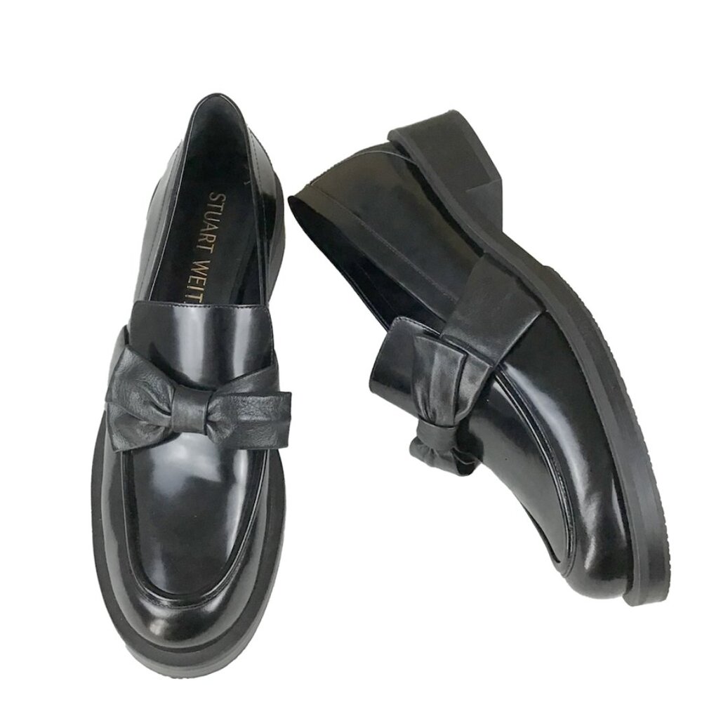 Stuart Weitzman Sofia Bold Leather Bow Loafers Nw… - image 8